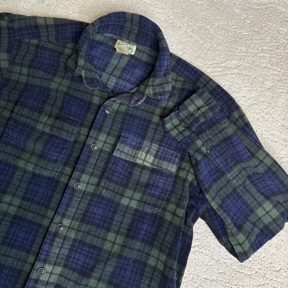 Men's L.L. Bean Medium Long Sleeve Flannel Shacket Double Pocket Plaid